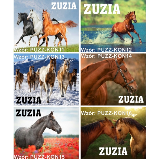 Puzzle A3 A4 KONIE Personalizowane z Dowolnym Napisem Imieniem Dużo Wzorów